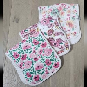 Copper Pearl Baby Burp Cloths Floral Flowers 3 Pack